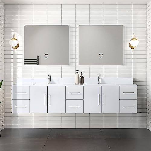 Lexora Geneva Bath Vanity, White Quartz Top, and Faucet Set