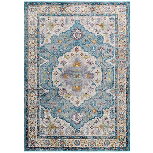 Modway Kaede Distressed Vintage Floral Moroccan Trellis Area Rug