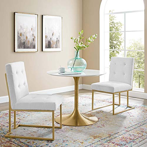 Modway Privy Gold Stainless Steel Upholstered Fabric Dining Accent Chair Set of 2