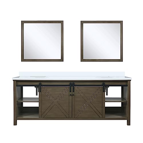 Lexora Marsyas Bath Vanity, Cultured Marble Countertop and 28 in Mirror