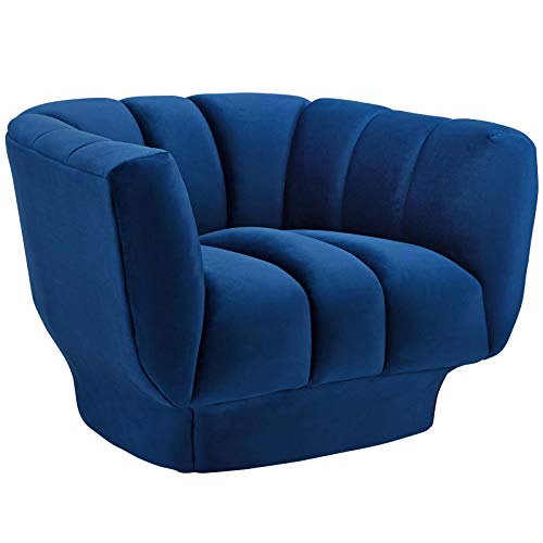 Modway Entertain Vertical Channel Tufted Performance Velvet Accent Lounge Armchair in Gray