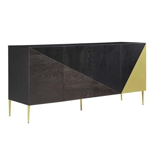 Modway Alchemist Modern Geometric Accent Cabinet Sideboard in Black Gold with Spacious Storage