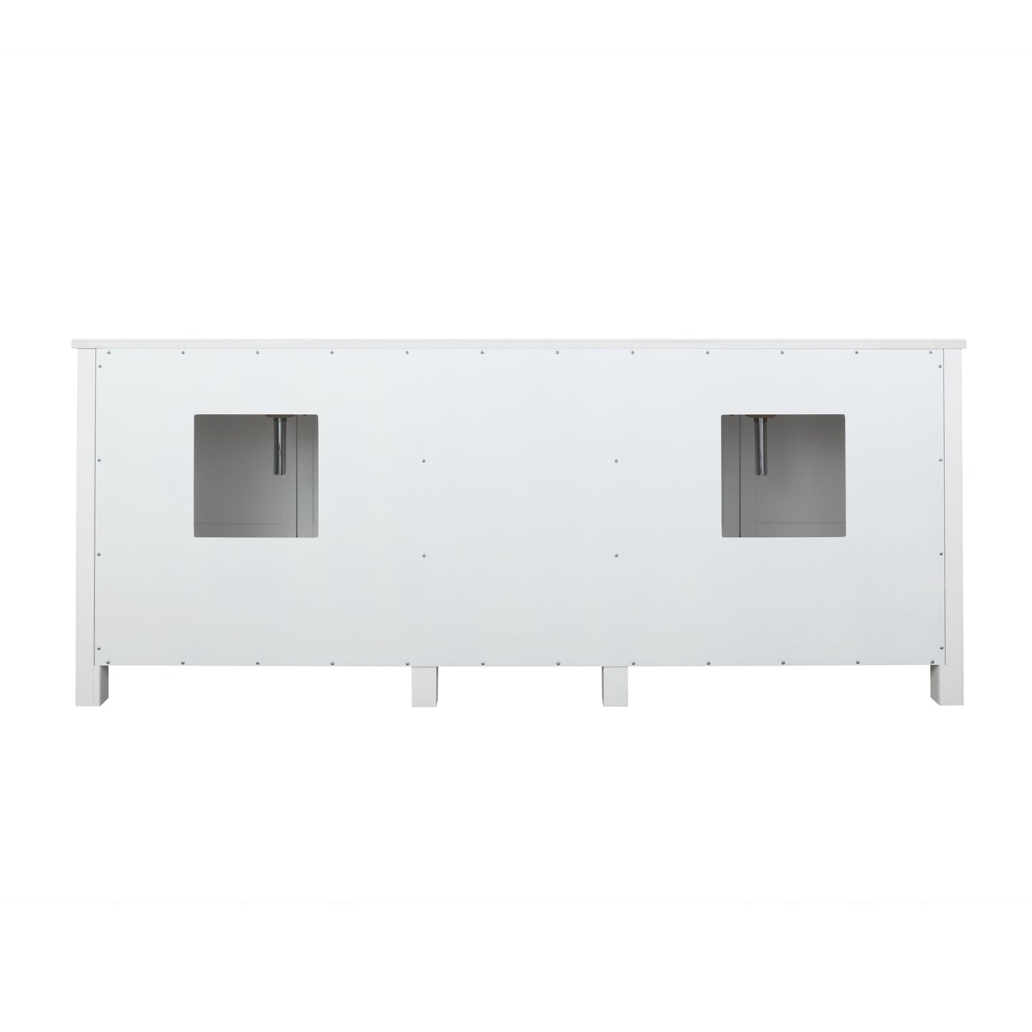 Ziva 84" White Double Vanity, Cultured Marble Top, White Square Sink and 34" Mirrors