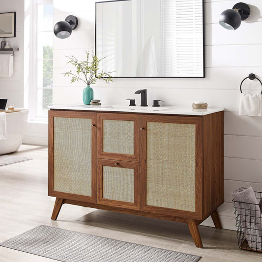 Modway Soma 48” Single Sink Bathroom Vanity in Walnut White