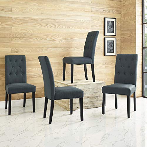 Modway Confer Button Tufted Upholstered Parsons Dining Side Chair in Beige