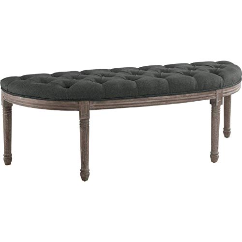 Modway Esteem Vintage French Upholstered Fabric Semi-Circle Entryway Bench