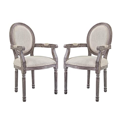 Modway EEI-2823-BEI Emanate Vintage French Upholstered Dining Armchair