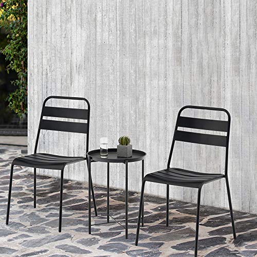 Whiteline Modern Living ST1605-GRY Drake Contemporary Indoor/Outdoor Side Table with Grey Aluminum Top and Steel Base, Gray