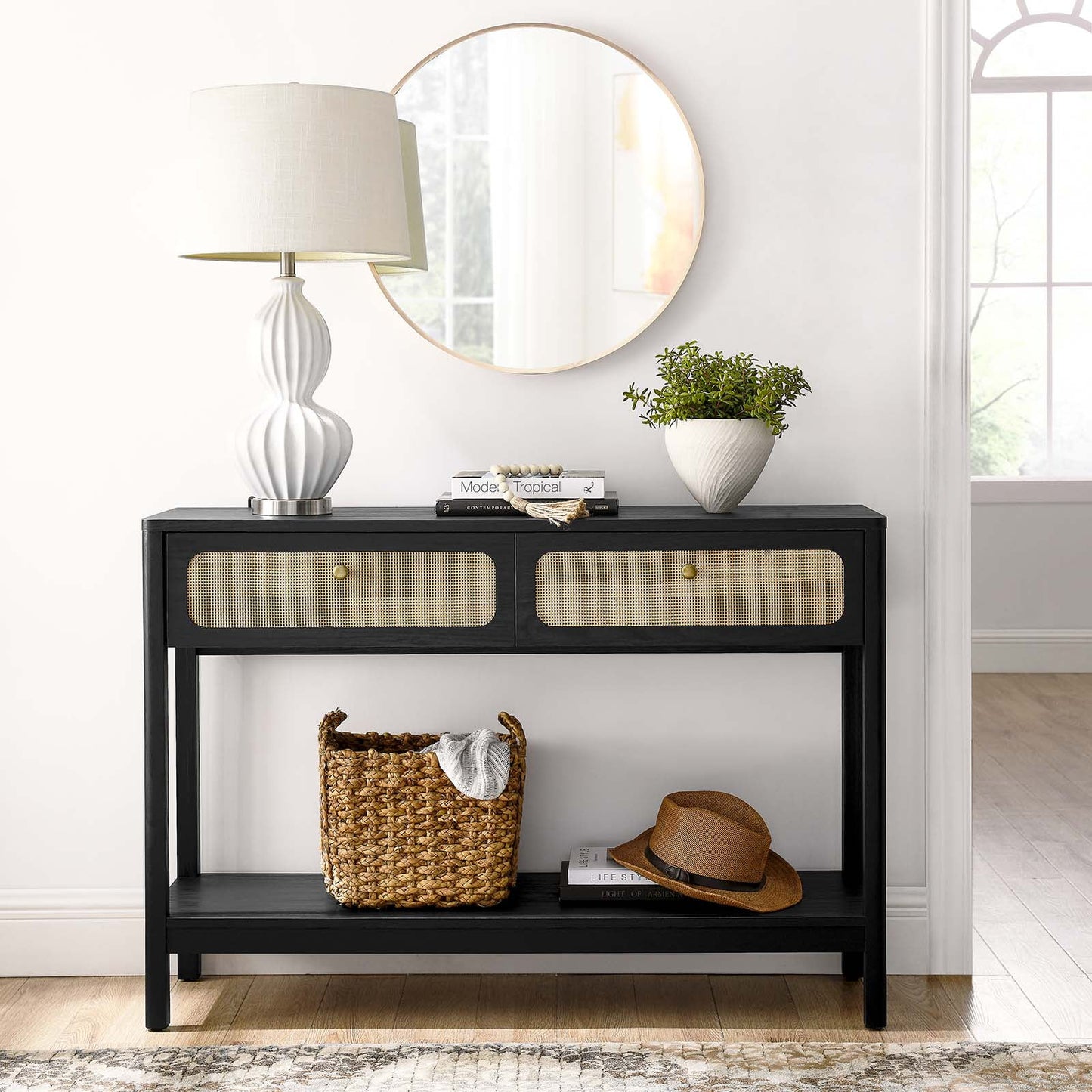 Modway Chaucer Wood Entryway Console Table in Black