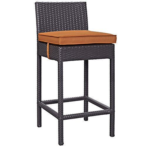 Modway Convene Wicker Rattan Outdoor Patio Bar Stool with Cushion