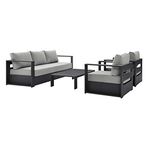 Modway Tahoe 4-Piece Fabric/Powder-Coated Aluminum Outdoor Set in Gray