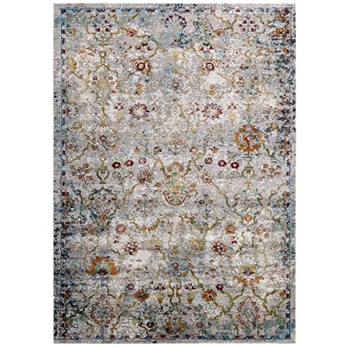 Modway Kaede Distressed Vintage Floral Moroccan Trellis Area Rug