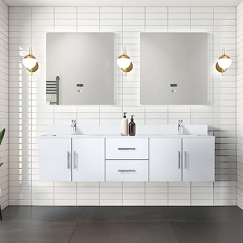 Lexora Geneva Bath Vanity, White Quartz Top, and 30 in. LED Mirror