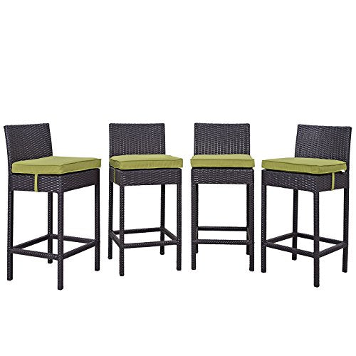 Modway Convene Wicker Rattan Outdoor Patio Bar Stool with Cushion