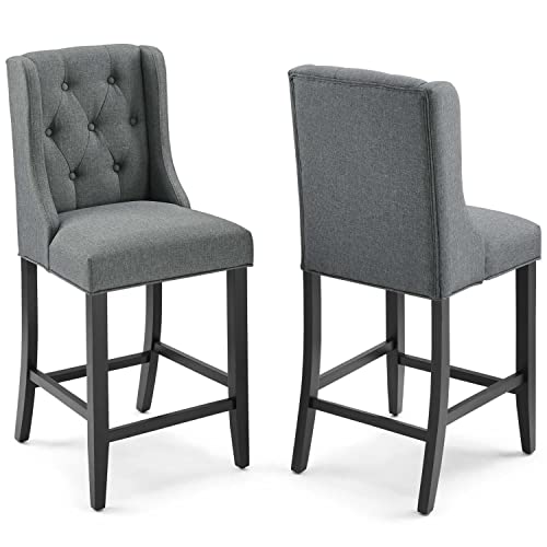 Modway Baronet Counter Bar Stool Upholstered Fabric Set of 2