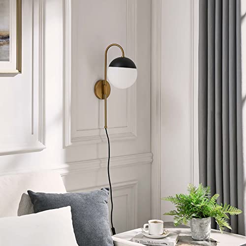 Modway Stellar 1-Light Wall Sconce in Opal Satin Brass