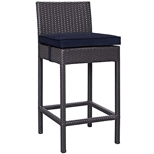 Modway Convene Wicker Rattan Outdoor Patio Bar Stool with Cushion