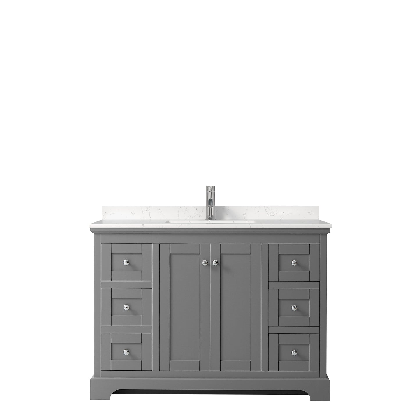 Avery 48 Inch Single Bathroom Vanity in Dark Gray, Carrara Cultured Marble Countertop, Undermount Square Sink, No Mirror