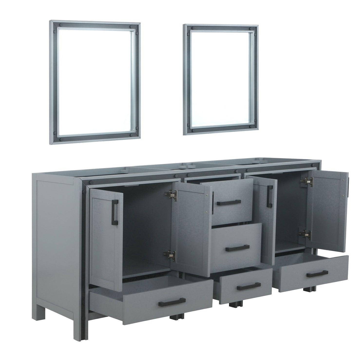 Ziva 72" Dark Grey Double Vanity, no Top and 30" Mirrors