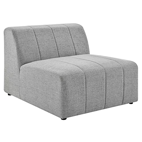 Modway Bartlett Channel Tufted Upholstered Sectional Sofa Armless Chair in Light Gray