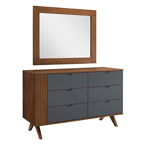 Modway Dylan Dresser and Mirror with Walnut Finish MOD-6950-WAL