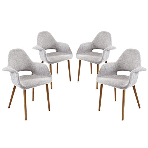 Modway Aegis Upholstered Dining Armchair Set of 4 in Light Gray