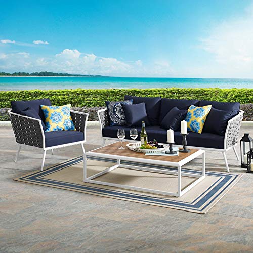 Modway Stance Outdoor Patio Woven Rope Aluminum Patio Sectional Sofa Set