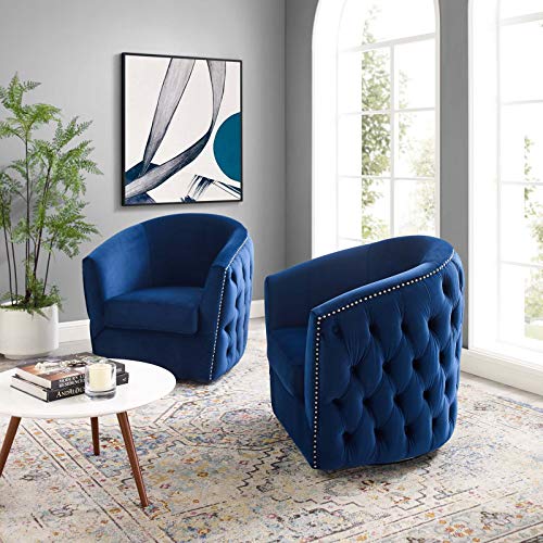 Modway Rogue Performance Velvet Barrel Back Accent Lounge Swivel Chair