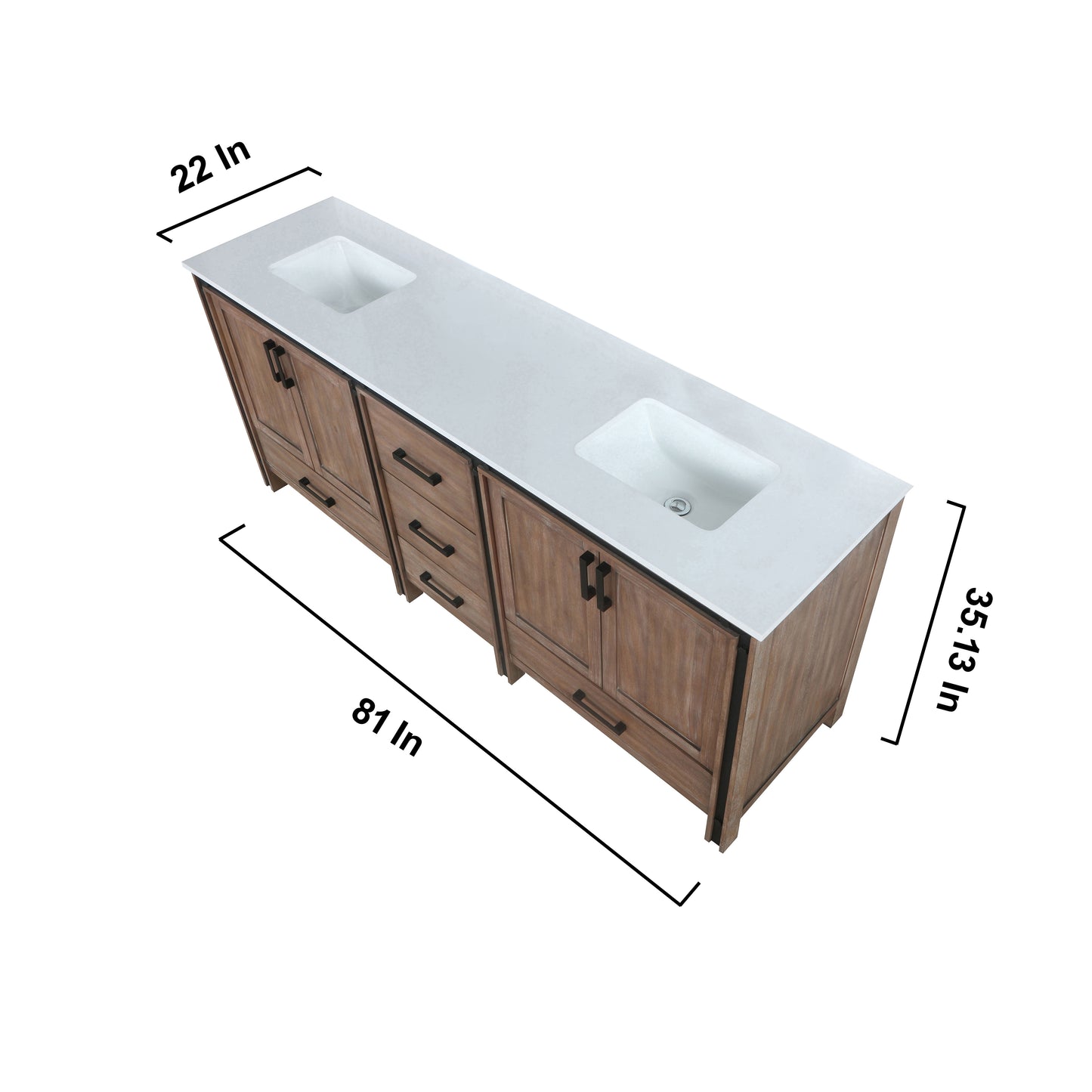 Ziva 80" Rustic Barnwood Double Vanity, Cultured Marble Top, White Square Sink and 30" Mirrors