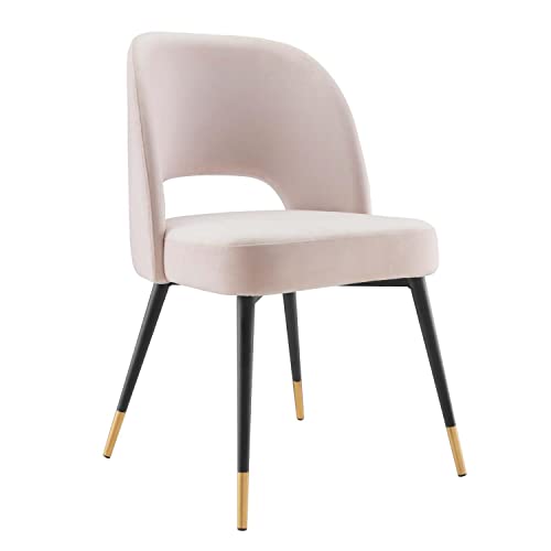 Modway Rouse Performance Velvet Dining Side Chair in Pink
