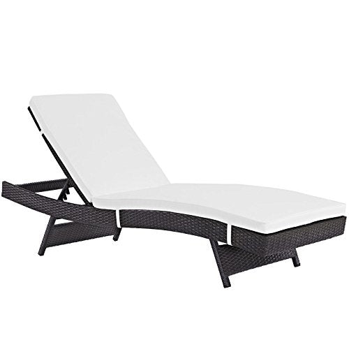 Modway Convene Wicker Rattan Outdoor Patio Chaise Lounge Chair in Espresso