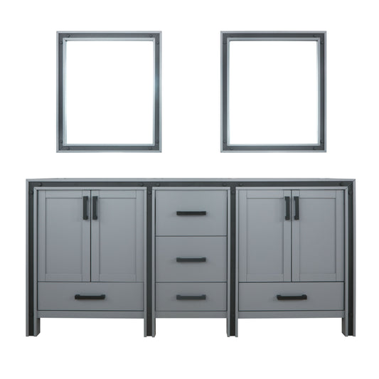 Ziva 72" Dark Grey Double Vanity, no Top and 30" Mirrors