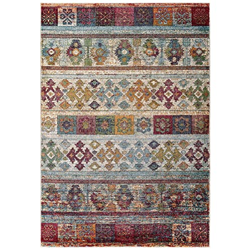 Modway Tribute Nala Distressed Vintage Floral Lattice Area Rug