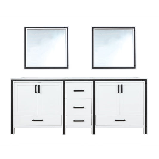 Ziva 84" White Double Vanity, no Top and 34" Mirrors