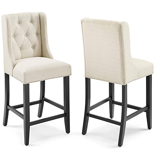 Modway Baronet Counter Bar Stool Upholstered Fabric Set of 2