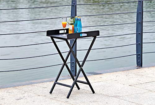 Whiteline Modern Living ST1602-GRY Kai Contemporary Indoor/Outdoor Gray Aluminum Side Table with Steel Base and Removable Top as Tray