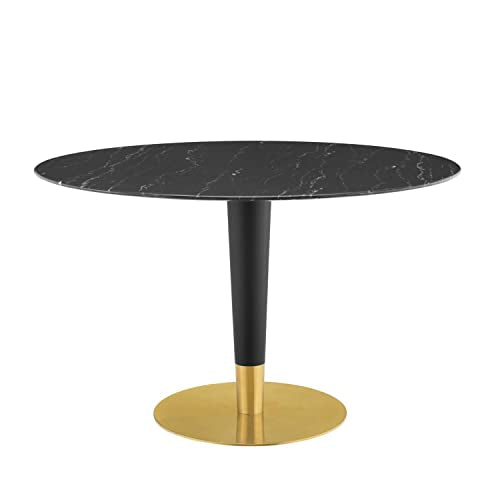 Modway Zinque Artificial Marble Dining Table, 47 Inch, Gold Black