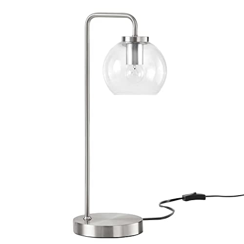 Modway Silo Globe Glass PVC and Metal Table Lamp in Satin Nickel