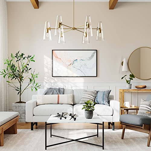 Beacon 6-Light Chandelier in Clear Satin Brass