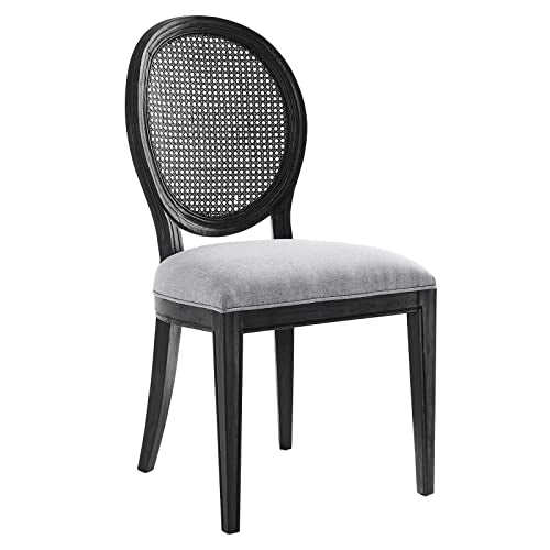 Modway Forte French Vintage Round Back Wood and Fabric Upholstered Fully Assembled Dining Side Chair