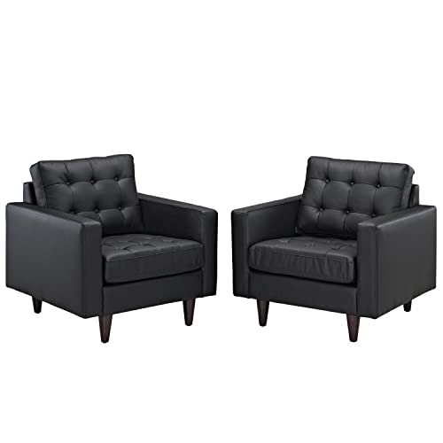 Modway Empress Left-Facing Leather Sectional Sofa in Black