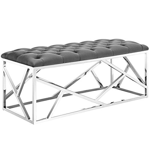 Modway Intersperse Button-Tufted Contemporary Modern Bench with Metallic