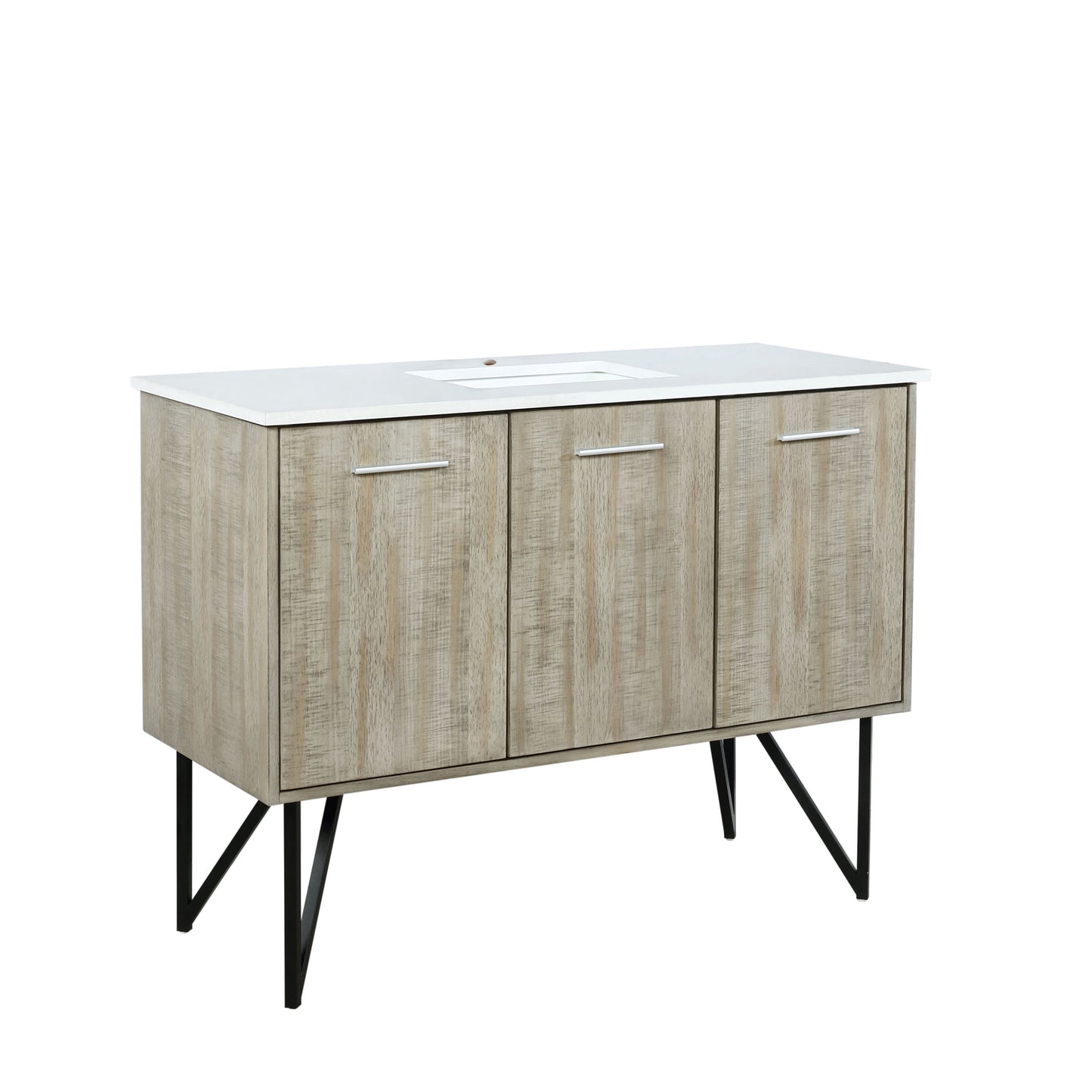 Lancy 48" Rustic Acacia Bathroom Vanity, White Quartz Top, and White Square Sink