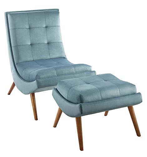 Modway Ramp Biscuit Tufted Performance Velvet Living Room Lounge Chair and Ottoman Set