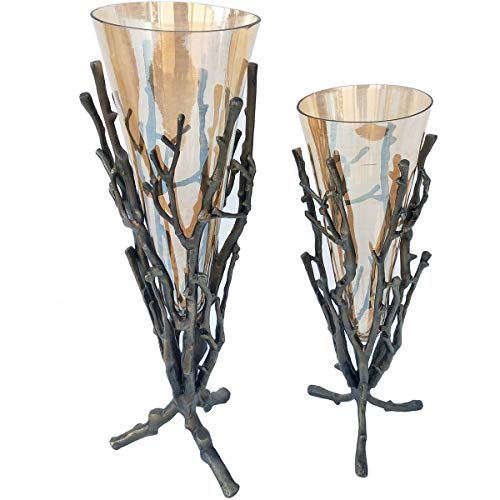 Crestview Collection CVVZSN005 S/2 Aluminium/Glass VASE 1SET UPS Pack / 6.3' Accessories