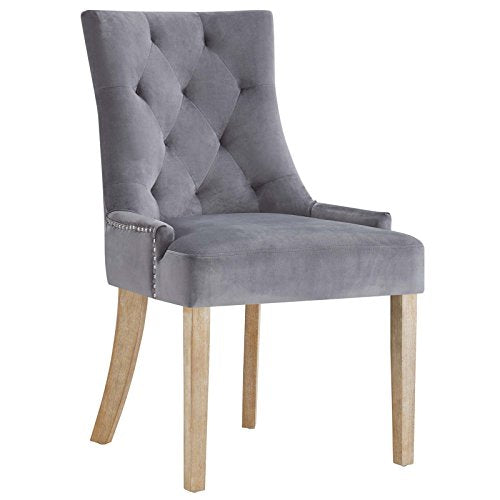 Modway Pose Velvet Polyester Upholstered Tufted Dining Chair with Nailhead Trim, Maroon in Ivory
