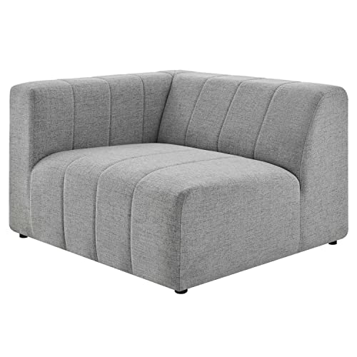 Modway Bartlett Channel Tufted Upholstered Sectional Sofa Left-Arm Chair in Light Gray