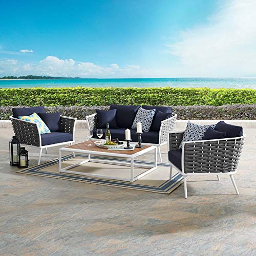 Modway Stance Outdoor Patio Woven Rope Aluminum Patio Sectional Sofa Set