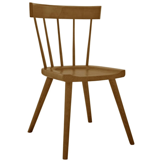 Modway Sutter 18" Spindle Back Modern Wood Dining Side Chair in Walnut