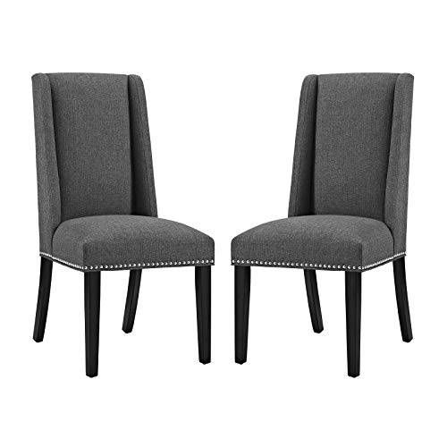 Modway Baron Modern Tall Back Wood Upholstered Fabric Parsons Kitchen and Dining Room Chair